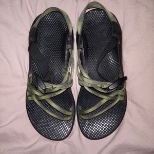 Chacos with Green Straps